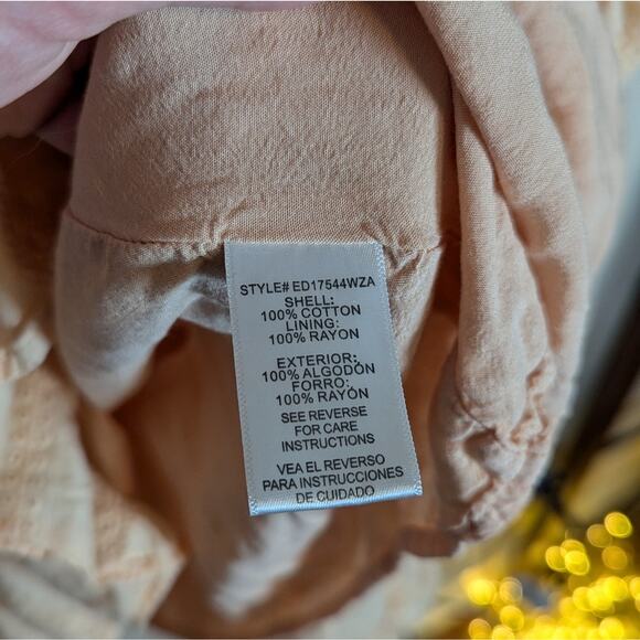 Altar'd State Peach Tiered Flutter Sleeve Lace Eyelet Babydoll Tunic Dress - Picture 5 of 8